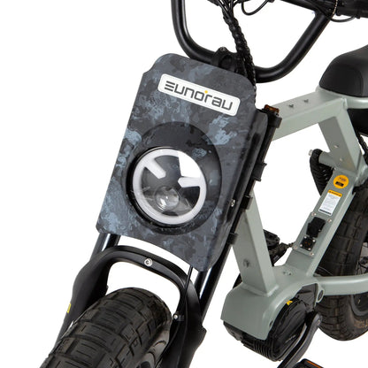EUNORAU FLASH Fender and Lampshade Kit front camo gray fender with round headlight on E-BIKE US frame on Tampa Home & Garden Store