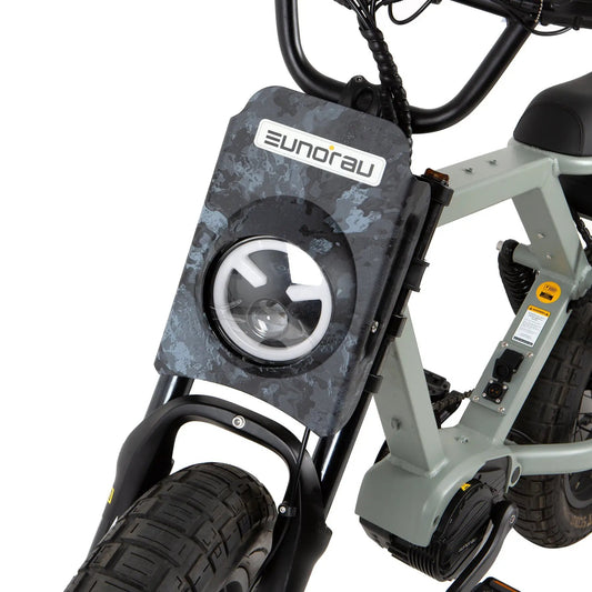 EUNORAU FLASH Fender and Lampshade Kit front camo gray fender with round headlight on E-BIKE US frame on Tampa Home & Garden Store