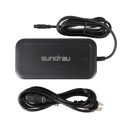 EUNORAU 52V4A US/CA FLASH Ebike Charger, black rectangular wall adapter with two cords on Tampa Home & Garden Store