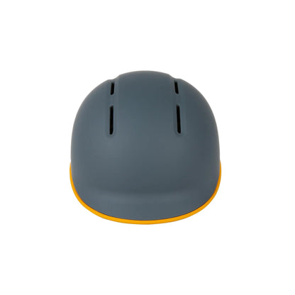 EUNORAU Genesis JR kids bike helmet, blue-gray with orange rim, top view with vent slots on Tampa Home & Garden Store