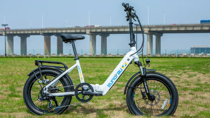 META20 1.0 City Electric Bicycle by EUNORAU, white frame with rear rack on Tampa Home & Garden Store