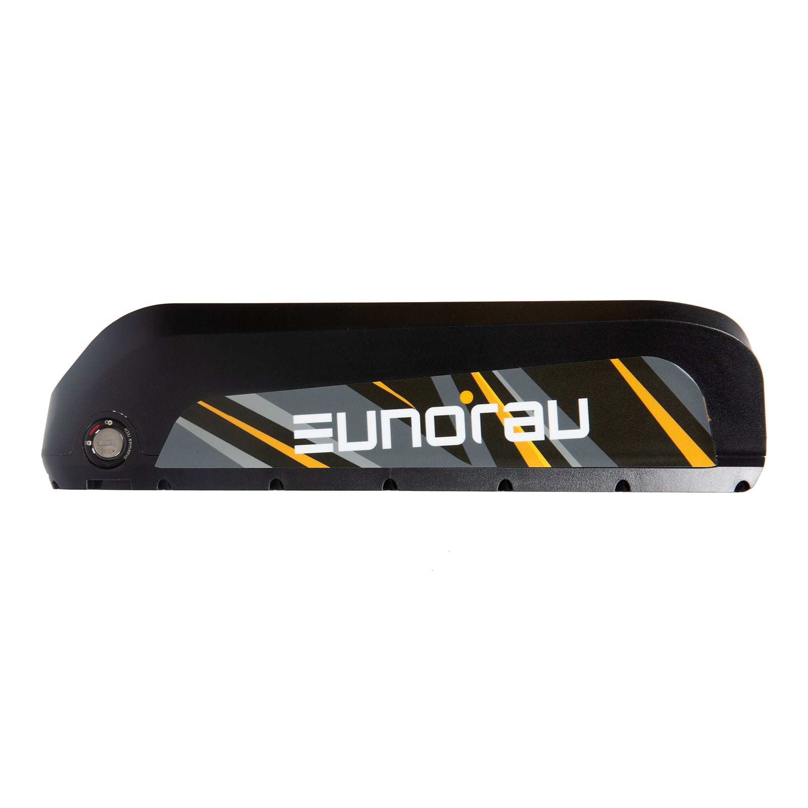 EUNORAU Universal 48V15Ah secondary battery for e-bike, black with gray/orange graphic and logo on Tampa Home & Garden Store