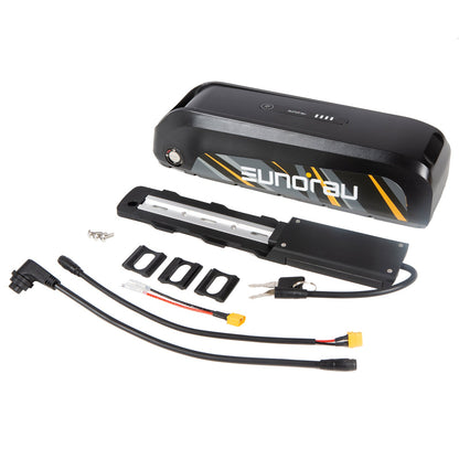 EUNORAU 48V15Ah universal secondary e-bike battery with mounting plate and cables on Tampa Home & Garden Store