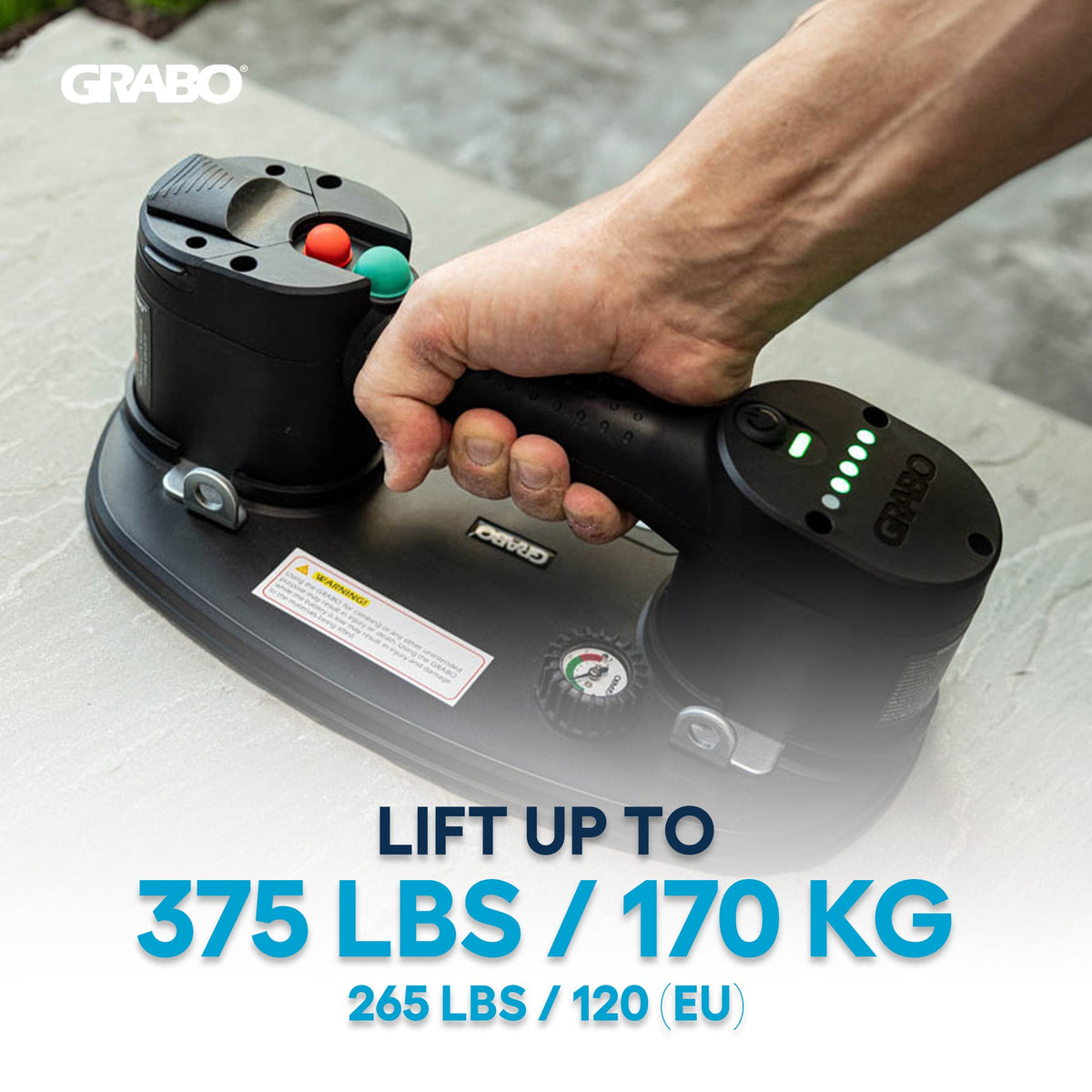 GRABO V2 Cordless Vacuum Suction Gripster from GRIP TECH TOOLS black body and green LEDs on Tampa Home & Garden Store
