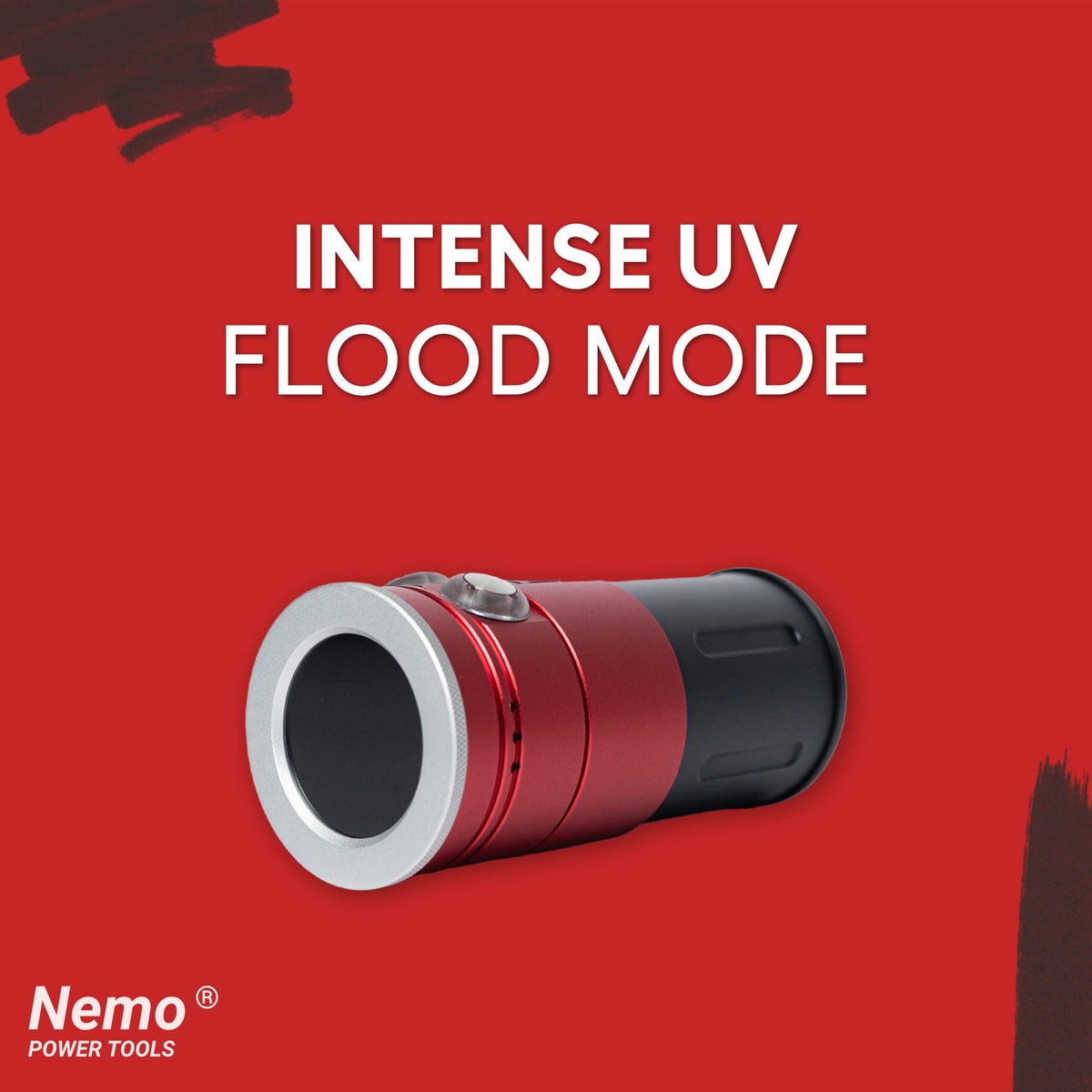 V3 Nemo Flood Light underwater 15000 lm, red/black with silver front ring, Nemo logo on Tampa Home & Garden Store