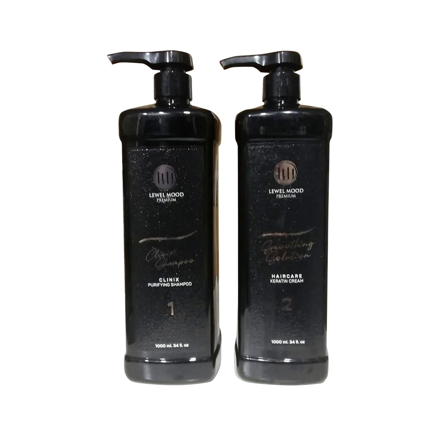 Lewel Mood Premium Keratin Hair Care Set with two dark pump bottles (shampoo and keratin cream) by Beauty Care Bag on Tampa Home & Garden Store
