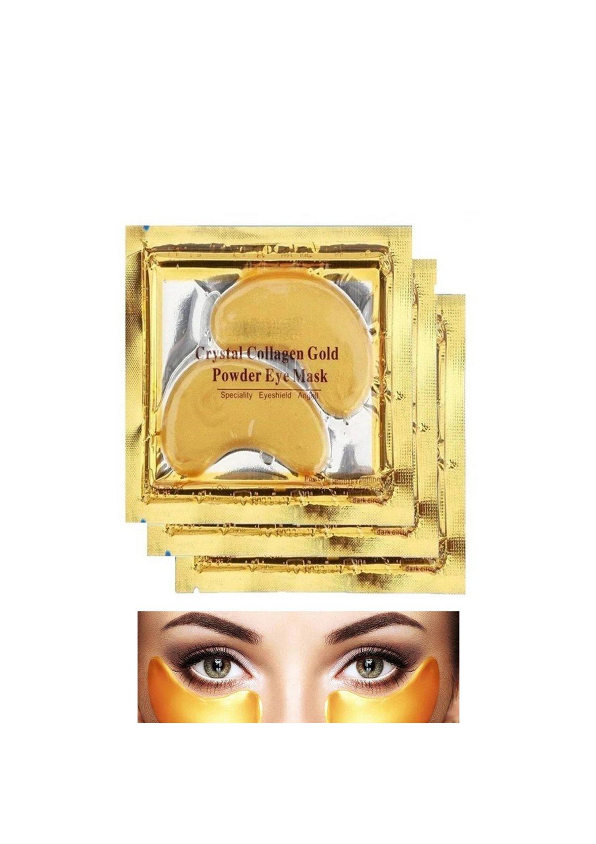 Crystal Collagen Gold Powder Eye Mask packets x3 Mooyam Beauty Care Bag eye illuminator on Tampa Home & Garden Store