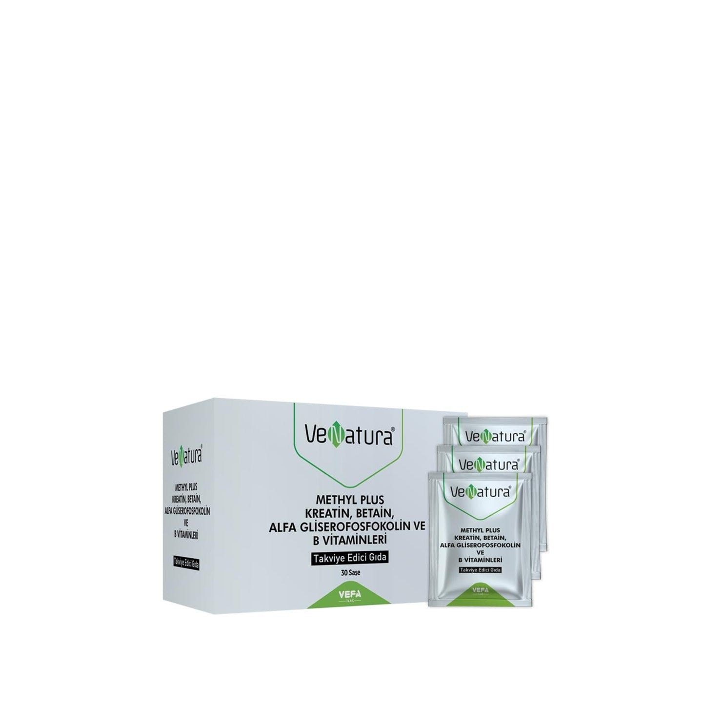 VeNatura Methyl Plus supplement box with 30 sachets, white and green packaging with logo on Tampa Home & Garden Store