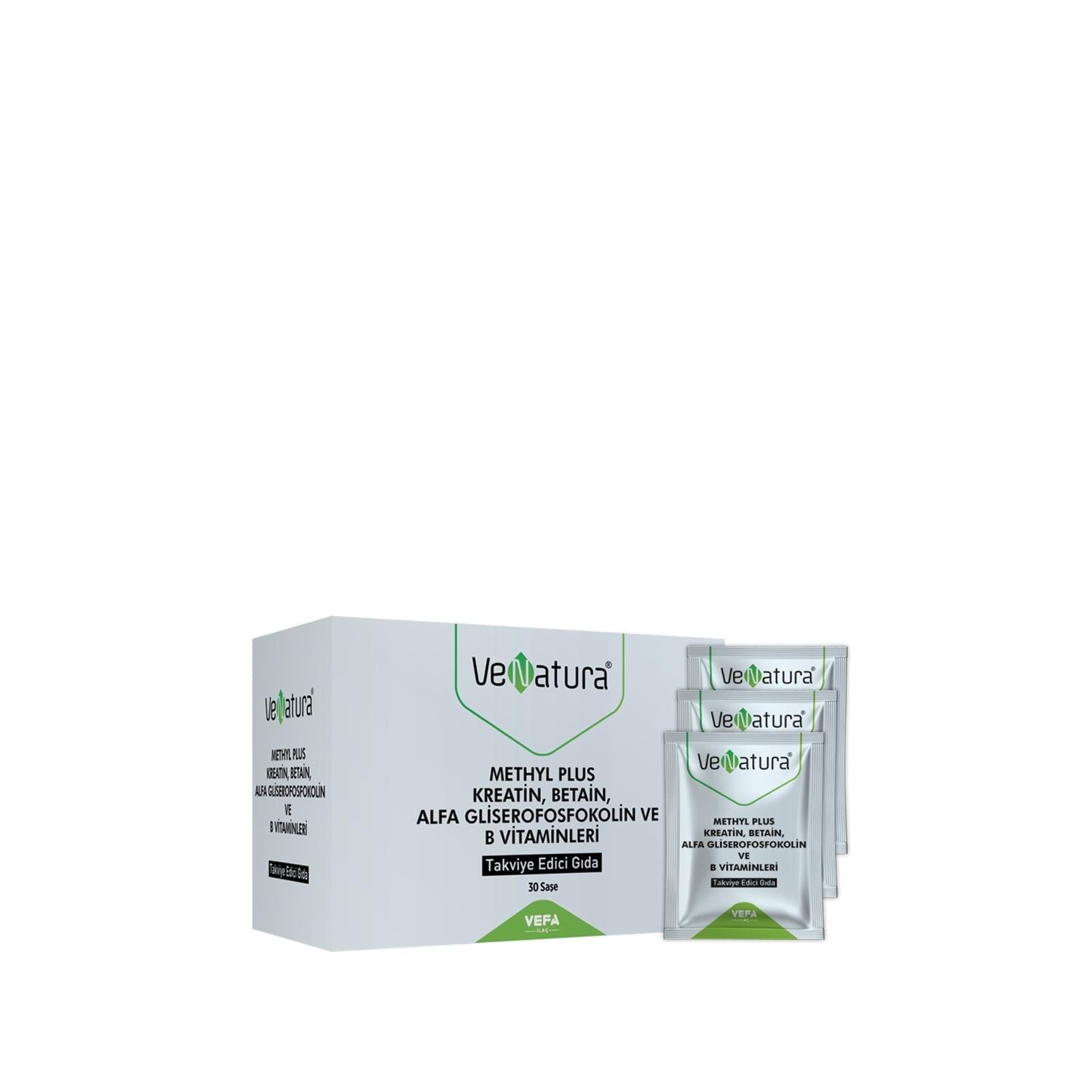 VeNatura Methyl Plus supplement box with 30 sachets, white and green packaging with logo on Tampa Home & Garden Store
