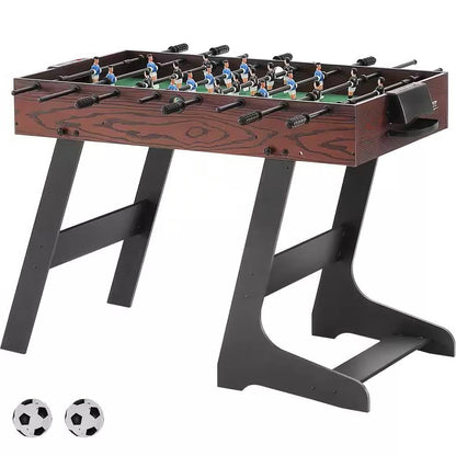Mesa de futbolín plegable con 2 balones con acabado de madera de nogal - Tamaño estándar