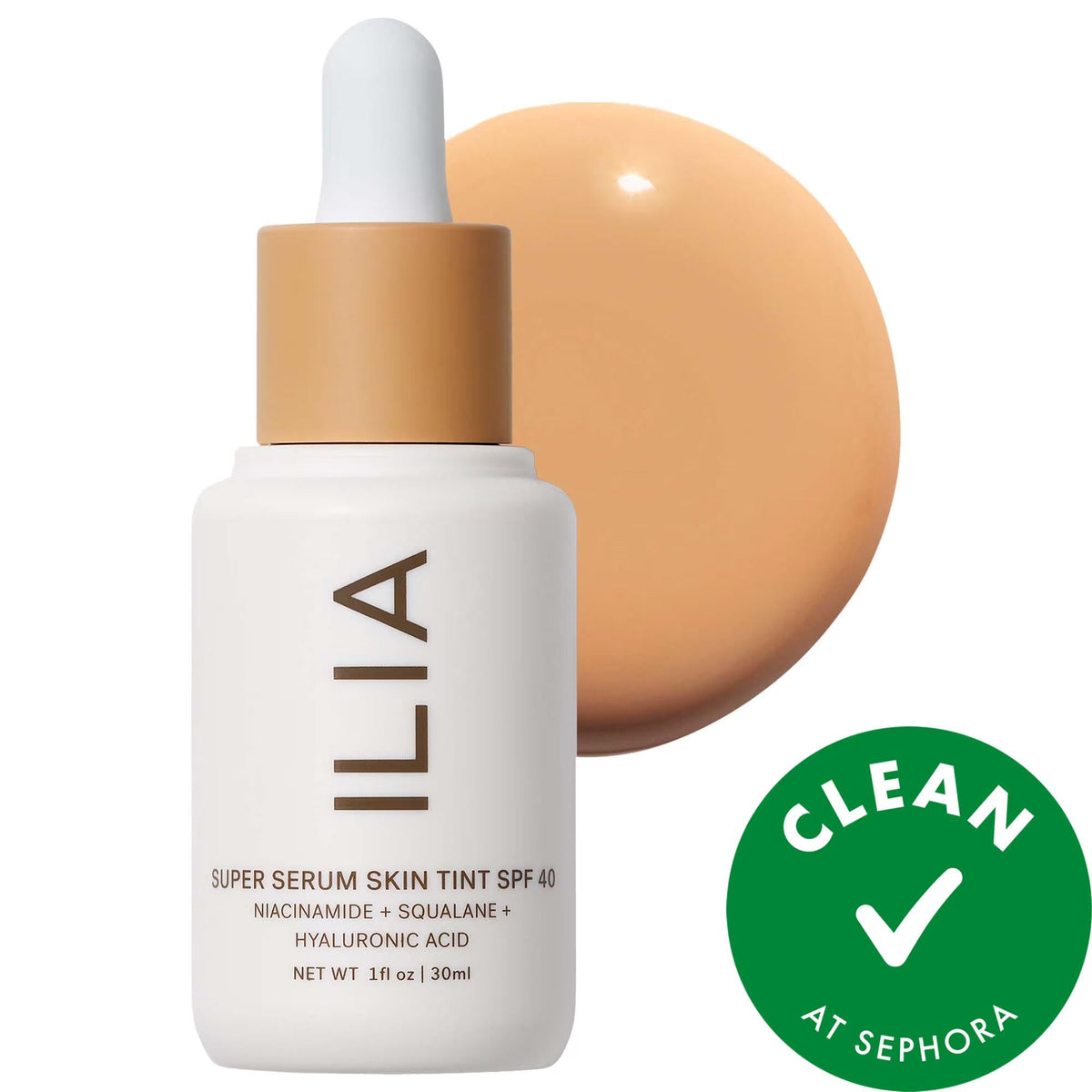 ILIA Super Serum Skin Tint SPF40 foundation bottle, light coverage, dewy finish on Tampa Home & Garden Store