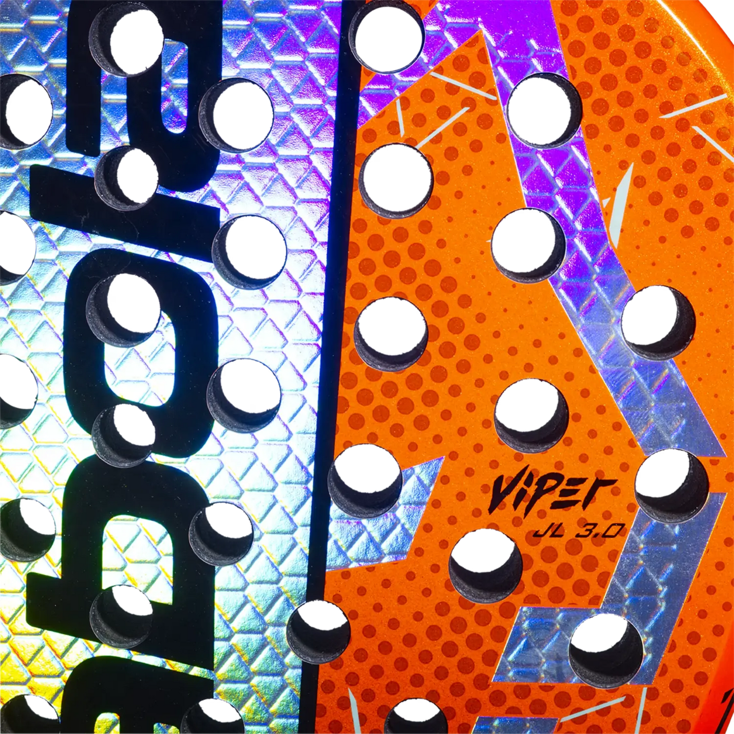 Babolat Viper Juan Lebron 3.0 padel racket featuring holographic blue and orange panels on Tampa Home & Garden Store