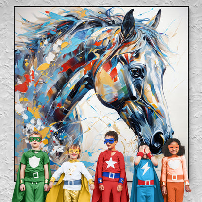 Canvas Print: Vivid Steed by Tailored Canvases, abstract horse in blue/orange hues on Tampa Home & Garden Store