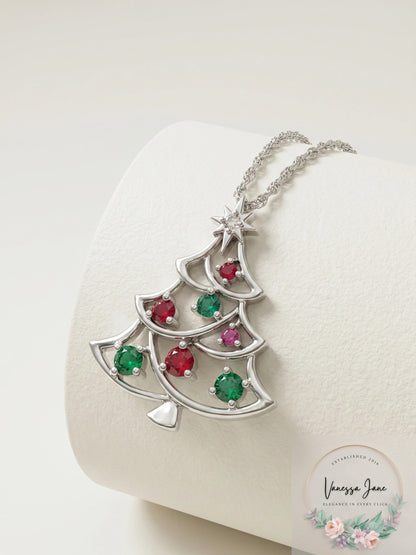 Sterling Silver Ruby And Sapphire Necklace