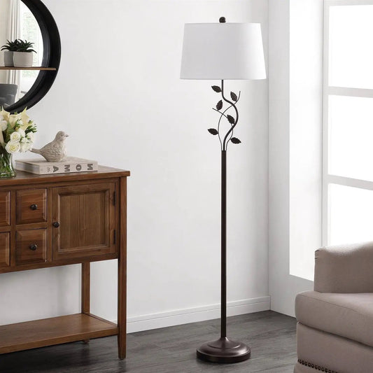 Vine Leaves Floor Lamp Bronze With White Shade