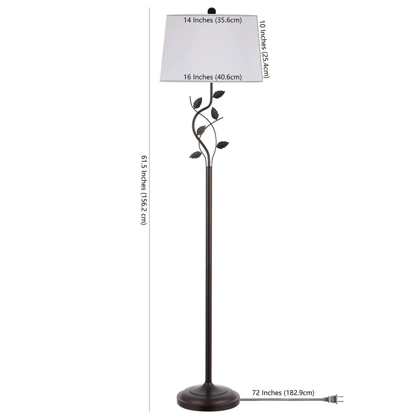 Vine Leaves Floor Lamp Bronze With White Shade