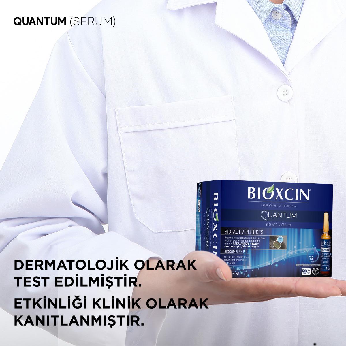 Bioxcin Quantum Bio-Activ Serum box in blue packaging held by clinician in white coat on Tampa Home & Garden Store