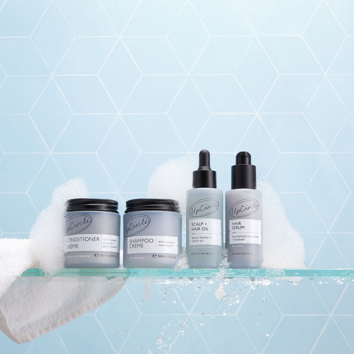 UpCircle Complete Haircare Bundle four-piece kit with white bottles and black pumps on Tampa Home & Garden Store