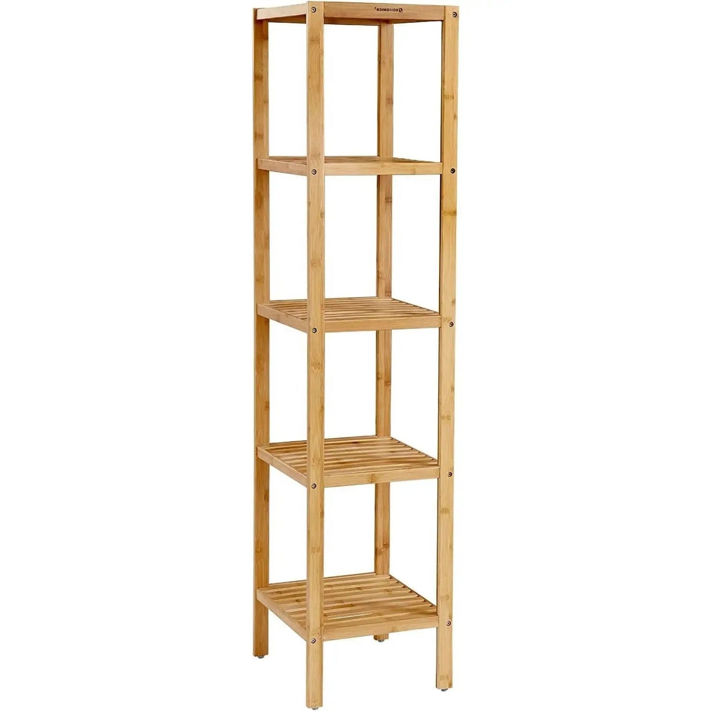Slim 4-Shelf Bamboo Wooden Shelving Unit