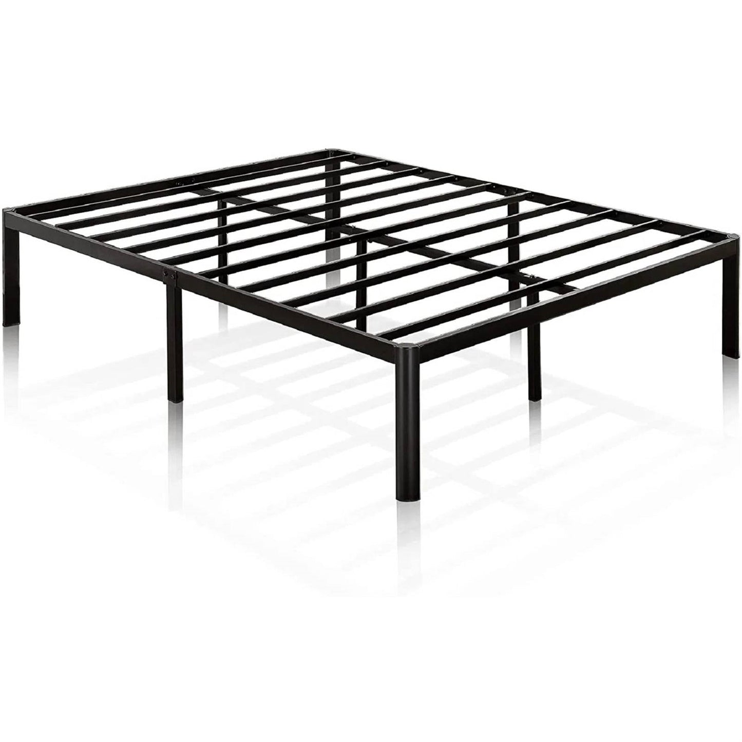 Base de cama King de plataforma metálica con patas redondeadas, capacidad de 317 kg