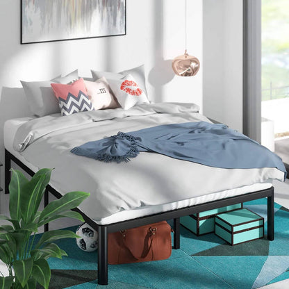 Base de cama King de plataforma metálica con patas redondeadas, capacidad de 317 kg