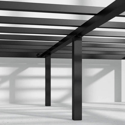 Base de cama King de plataforma metálica con patas redondeadas, capacidad de 317 kg