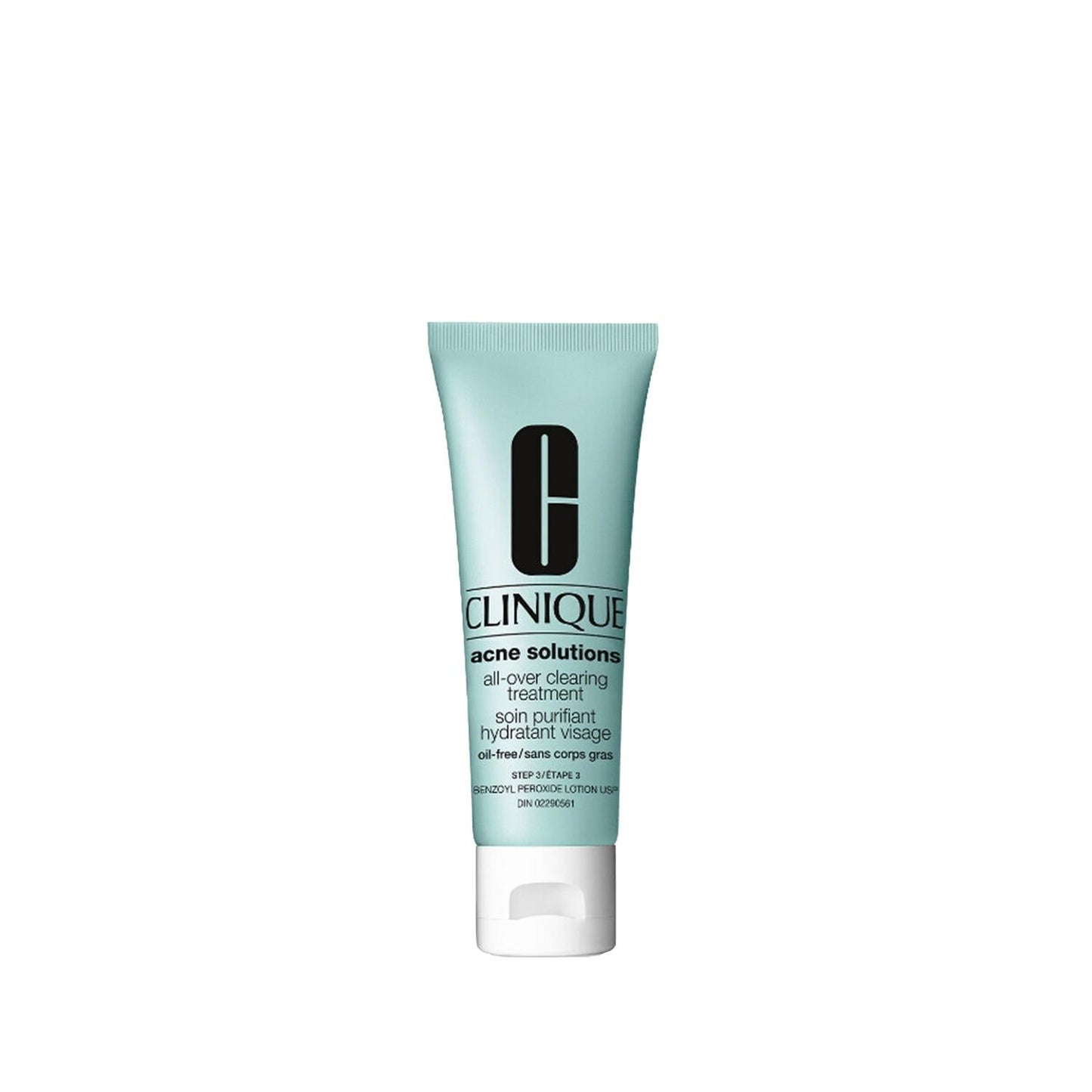 Clinique acne solutions oil-free moisturizer face cream tube in teal with black logo on Tampa Home & Garden Store