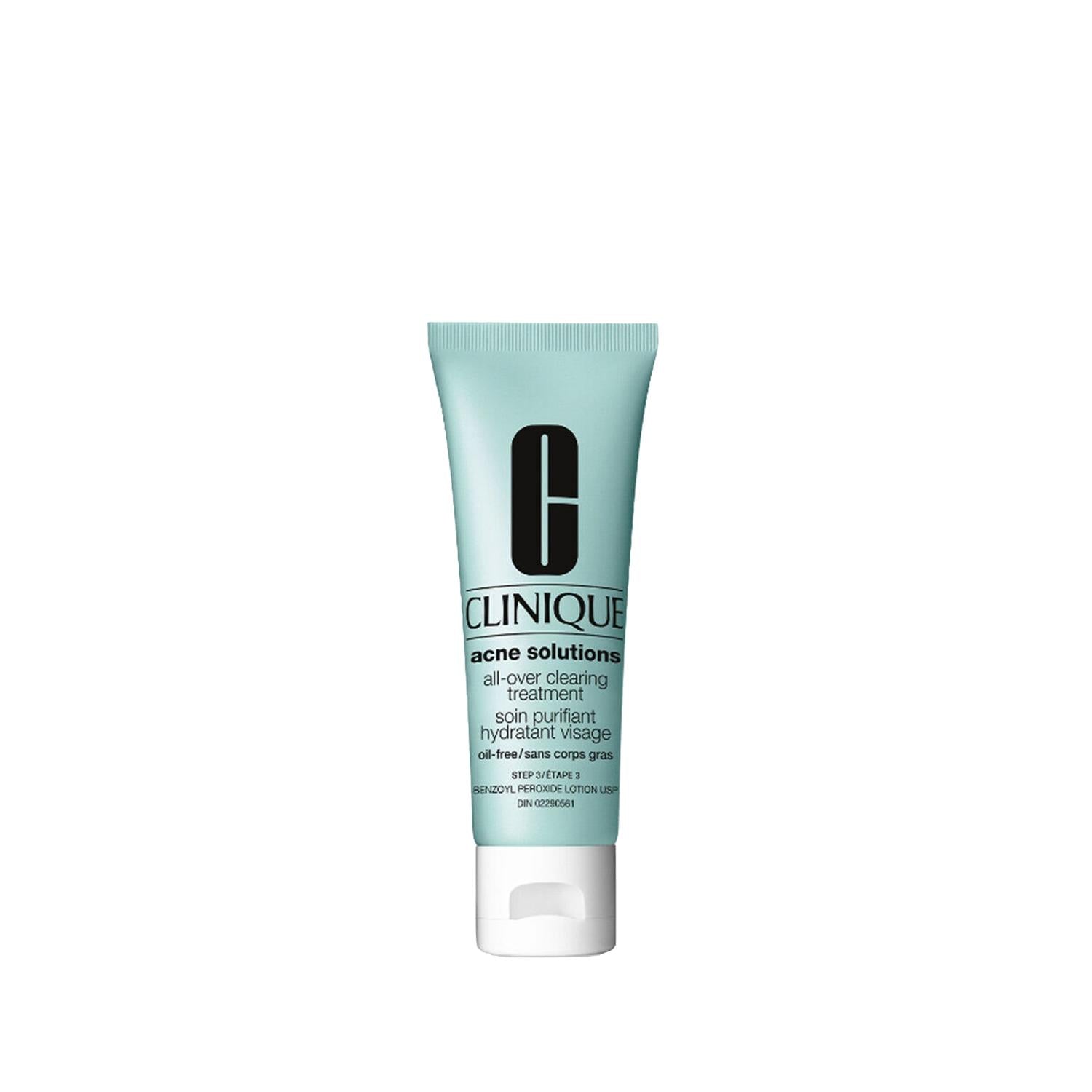 Clinique acne solutions oil-free moisturizer face cream tube in teal with black logo on Tampa Home & Garden Store