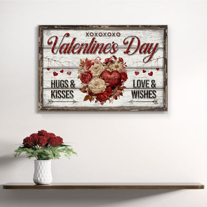 Valentine's Day Sign XIV canvas from Tailored Canvases with rustic wood frame and red script on Tampa Home & Garden Store