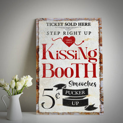 Valentines Day Kissing Booth Sign II canvas by Tailored Canvases on Tampa Home & Garden Store