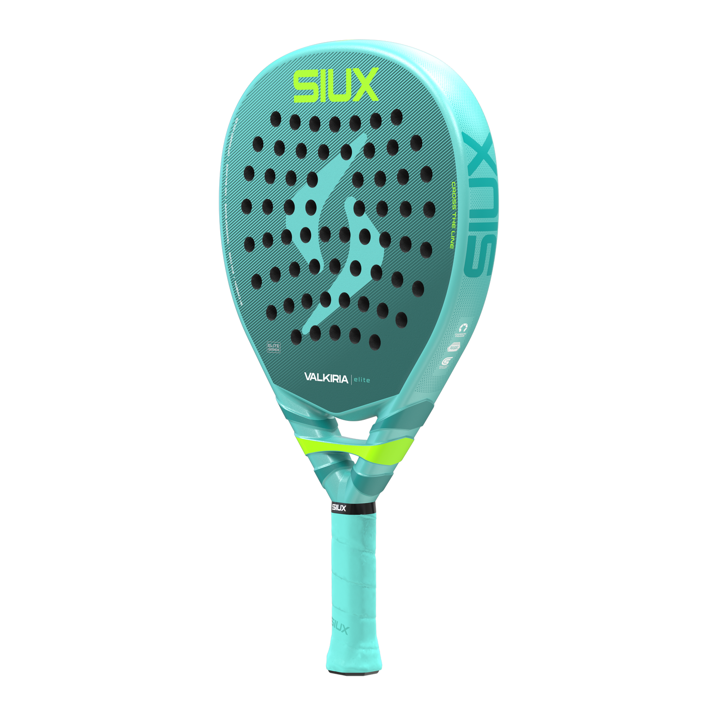 Siux Valkyria Elite 2 2026 padel racket teal with neon lime logo and perforated face on Tampa Home & Garden Store