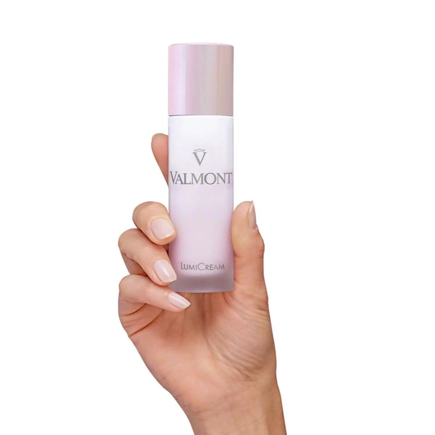Valmont LumiCream 50ml bottle with frosted glass and pale pink cap on Tampa Home & Garden Store