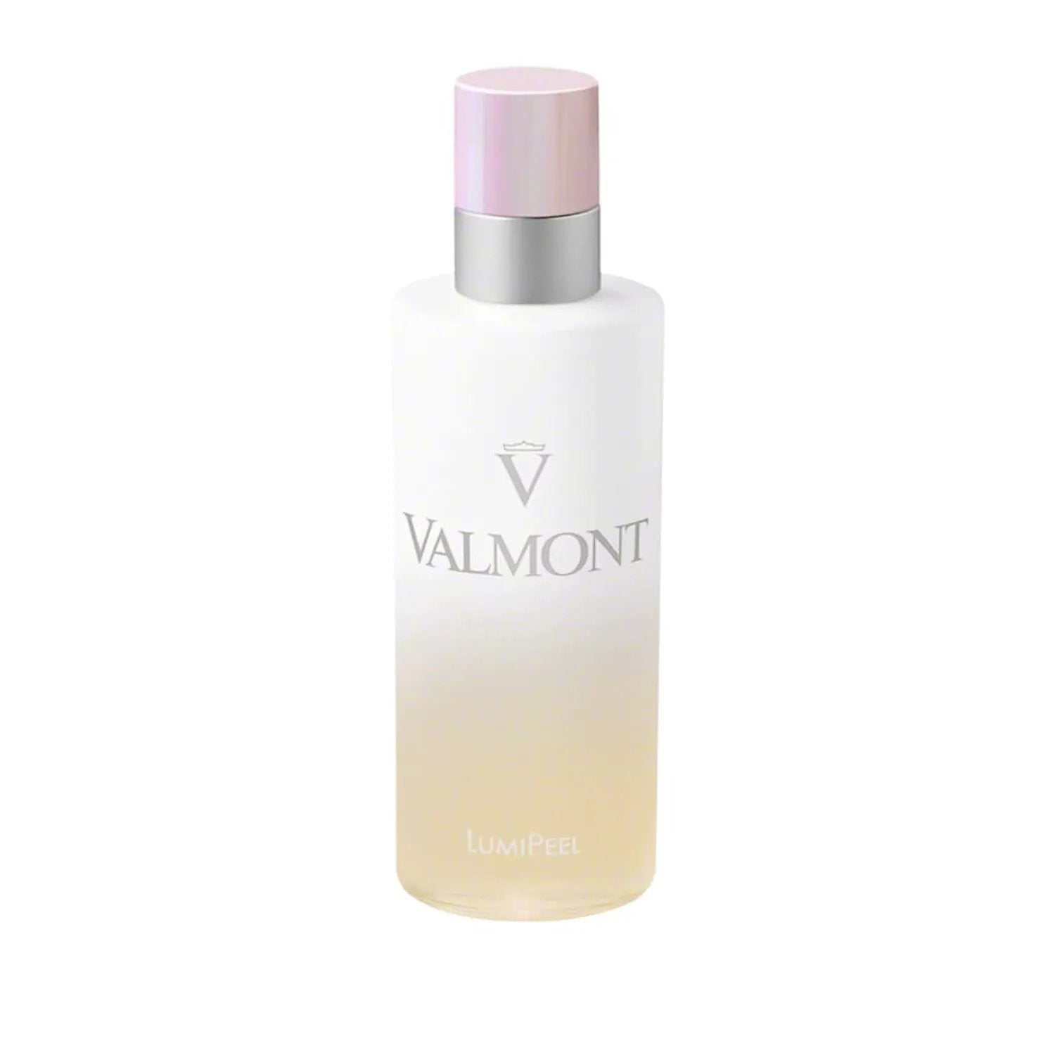 Valmont LumiPeel facial cleanser bottle with pink iridescent cap and white-to-yellow gradient container on Tampa Home & Garden Store