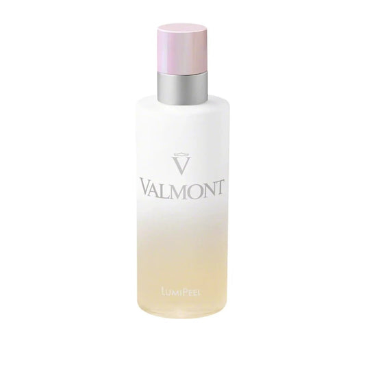 Valmont LumiPeel facial cleanser bottle with pink iridescent cap and white-to-yellow gradient container on Tampa Home & Garden Store
