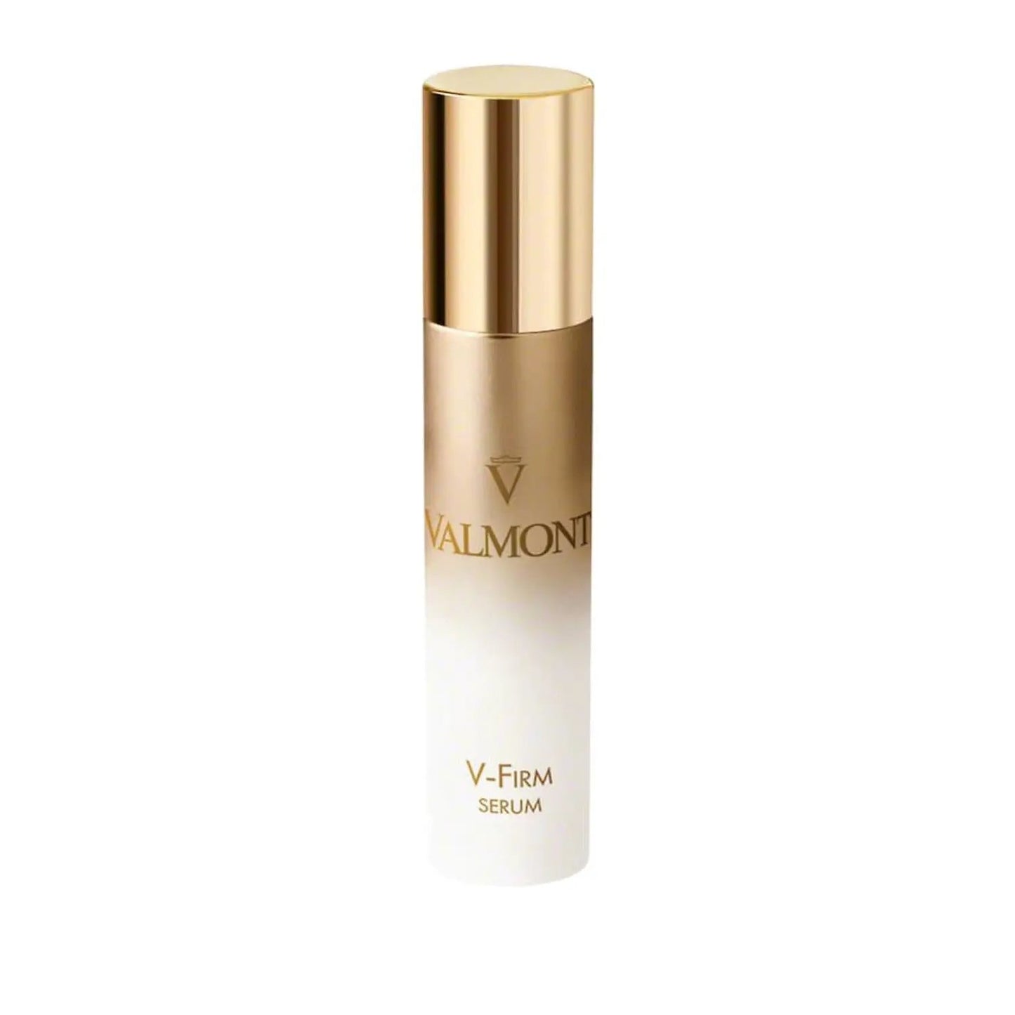 Valmont V-Firm Serum 30ml bottle with gold cap and gradient white base on Tampa Home & Garden Store