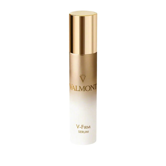 Valmont V-Firm Serum 30ml bottle with gold cap and gradient white base on Tampa Home & Garden Store
