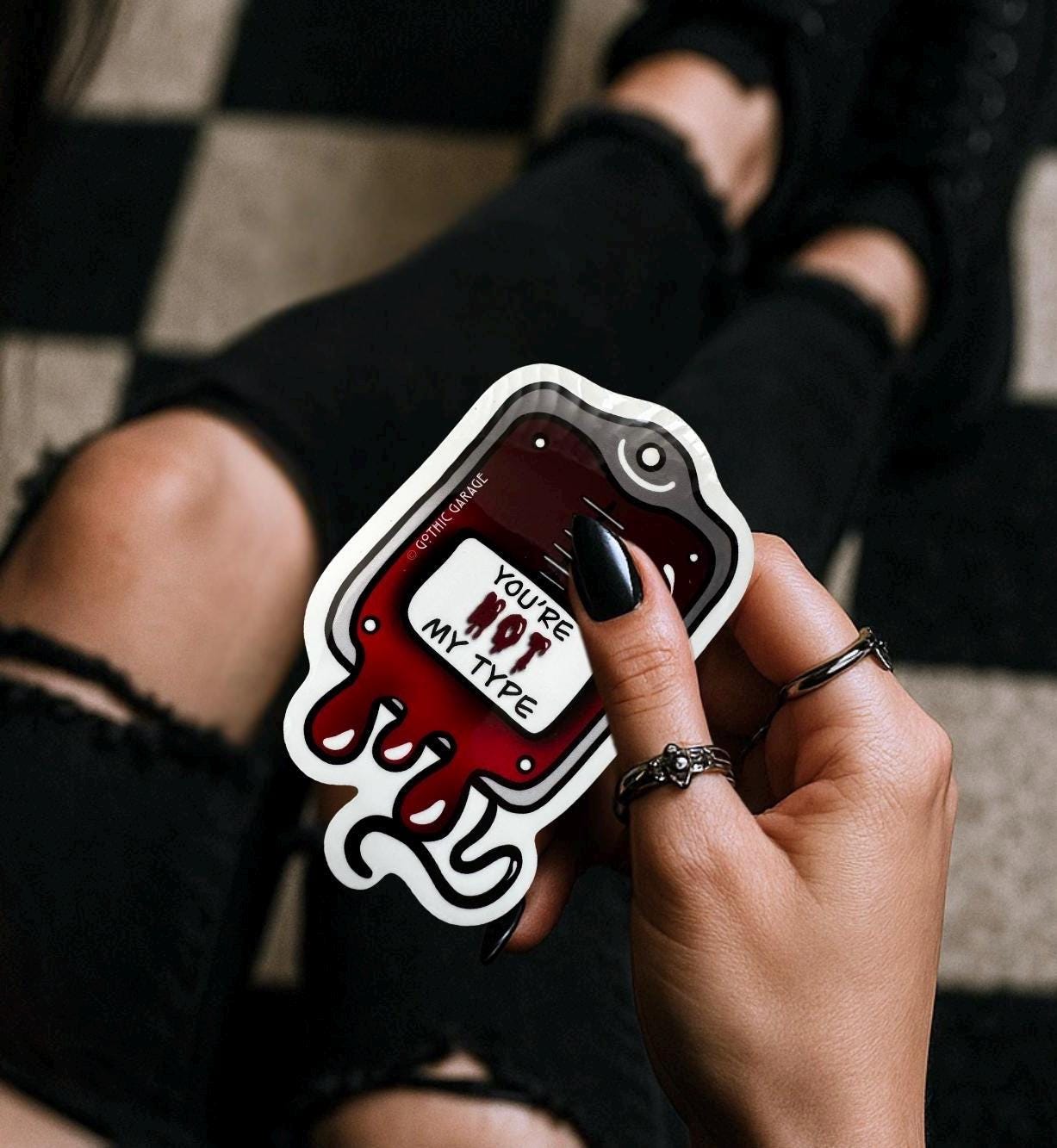 Vampire Blood Bag, Waterproof Die Cut Sarcastic Sticker, Choose Between Glossy or Holographic, Perfect to Add Horror to any Surface - Tampa Home & Garden Store