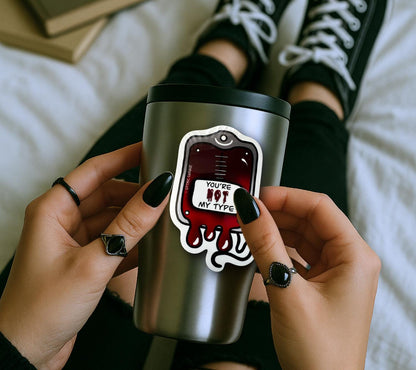 Vampire Blood Bag, Waterproof Die Cut Sarcastic Sticker, Choose Between Glossy or Holographic, Perfect to Add Horror to any Surface - Tampa Home & Garden Store