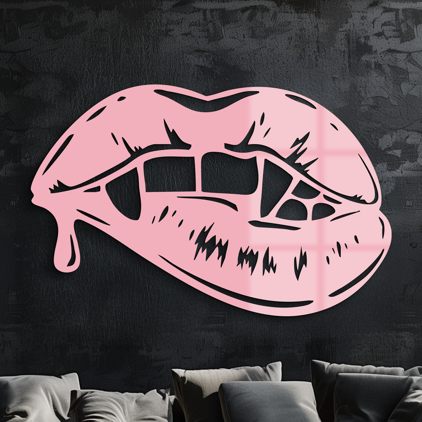 Vampire Lips Silhouette – Pink Metal Wall Art for Modern Home Décor - KAFGP163 - Tampa Home & Garden Store