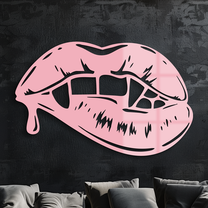 Vampire Lips Silhouette – Pink Metal Wall Art for Modern Home Décor - KAFGP163 - Tampa Home & Garden Store