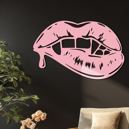 Vampire Lips Silhouette – Pink Metal Wall Art for Modern Home Décor - KAFGP163 - Tampa Home & Garden Store