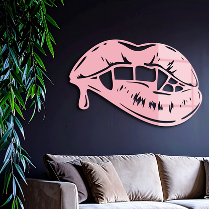 Vampire Lips Silhouette – Pink Metal Wall Art for Modern Home Décor - KAFGP163 - Tampa Home & Garden Store