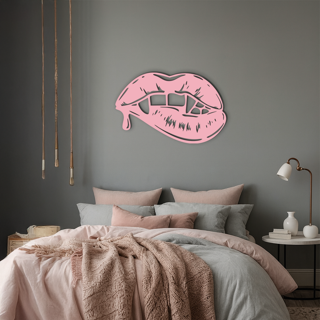 Vampire Lips Silhouette – Pink Metal Wall Art for Modern Home Décor - KAFGP163 - Tampa Home & Garden Store