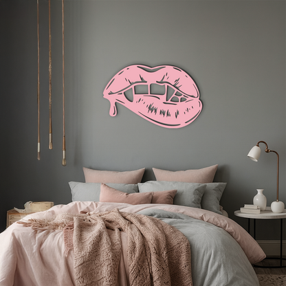 Vampire Lips Silhouette – Pink Metal Wall Art for Modern Home Décor - KAFGP163 - Tampa Home & Garden Store