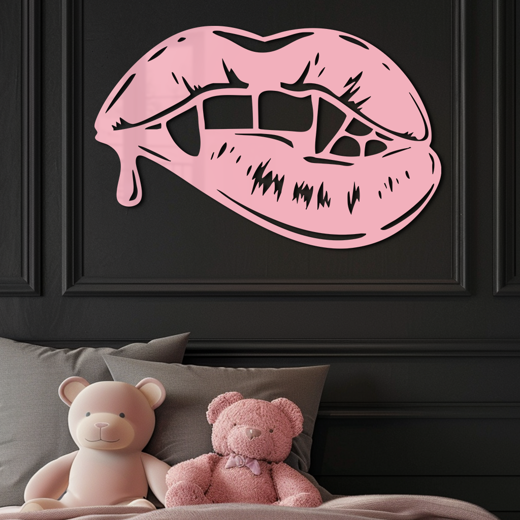 Vampire Lips Silhouette – Pink Metal Wall Art for Modern Home Décor - KAFGP163 - Tampa Home & Garden Store