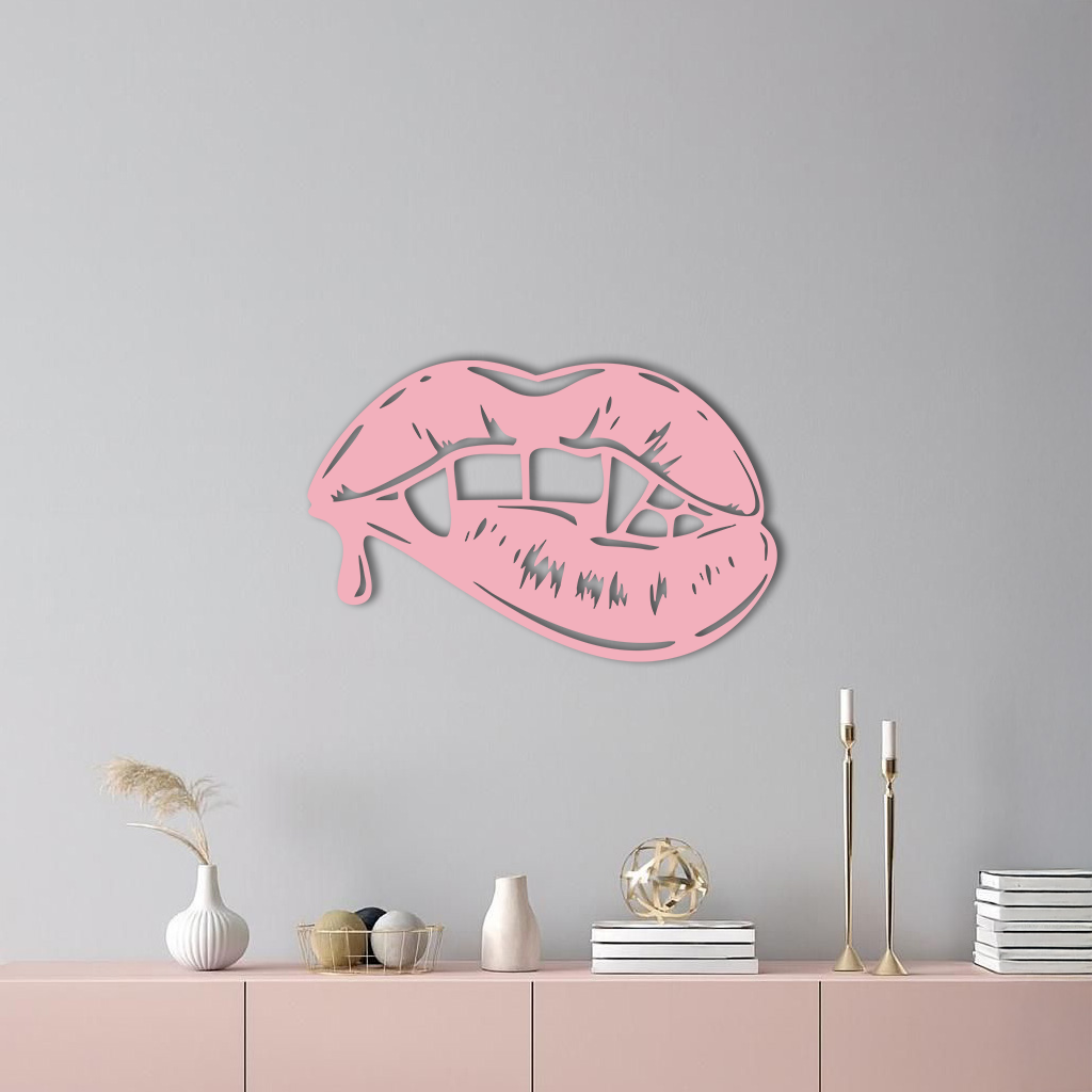 Vampire Lips Silhouette – Pink Metal Wall Art for Modern Home Décor - KAFGP163 - Tampa Home & Garden Store