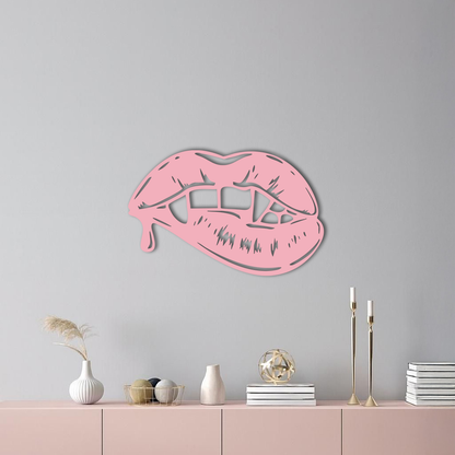 Vampire Lips Silhouette – Pink Metal Wall Art for Modern Home Décor - KAFGP163 - Tampa Home & Garden Store