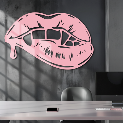 Vampire Lips Silhouette – Pink Metal Wall Art for Modern Home Décor - KAFGP163 - Tampa Home & Garden Store