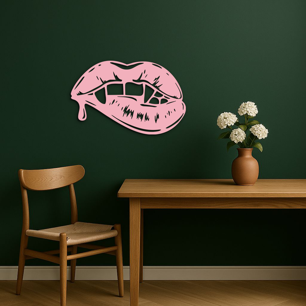Vampire Lips Silhouette – Pink Metal Wall Art for Modern Home Décor - KAFGP163 - Tampa Home & Garden Store