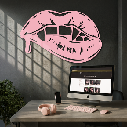 Vampire Lips Silhouette – Pink Metal Wall Art for Modern Home Décor - KAFGP163 - Tampa Home & Garden Store